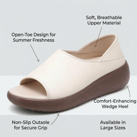 Women's Peep Toe Sandals, Casual Slip-, Round Toe Microfiber Upper, Comfortable PU Lining, Sole for Daily Use