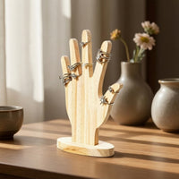 Wooden Hand Display Sculptural Hand Jewelry Display Holder Compact Band Stand for Vanity Table, Boutique
