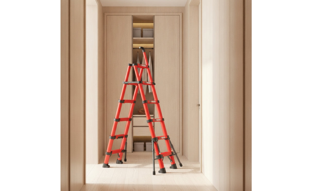 Non-Slip Telescopic Step Ladder with Handrail Compact Ladder with Handrail Stable Lightweight for Homeowners, DIYers, Closet