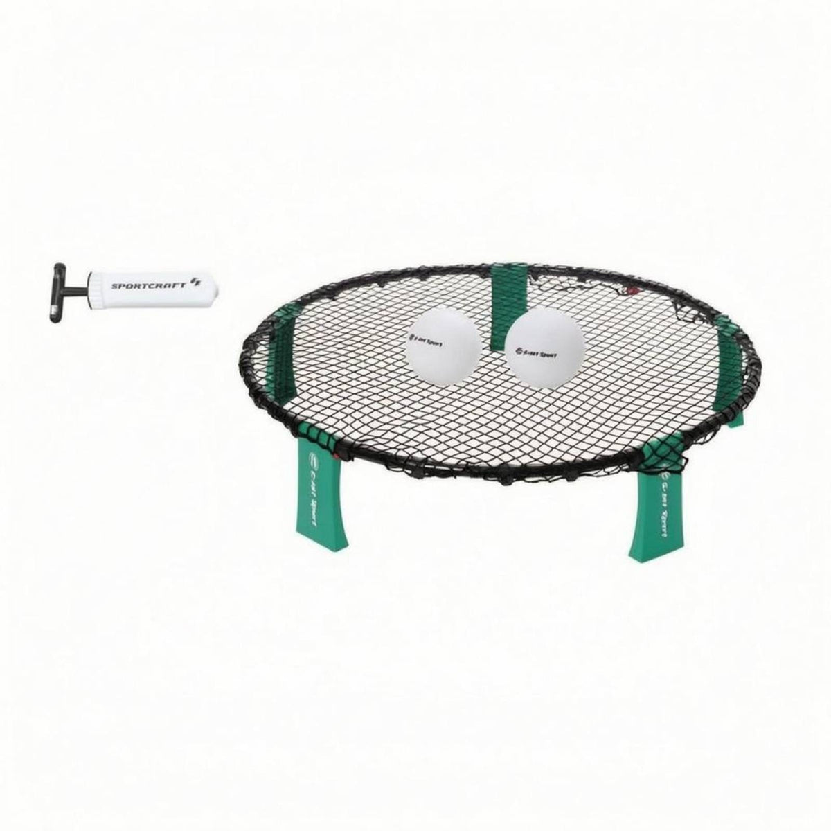 Green Support Legs Circular Net Game Mesh Roundnet Game Set White Balls Outdoor Sport Hand Pump