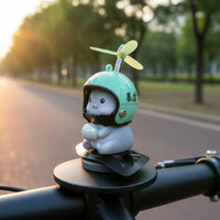 Easy Installation Cat Figure with Propeller Helmet Lightweight Propeller Helmet Cat Ornament Long-Lasting Resin for Electric Scooter