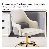 Minimalist Design Upholstered rotating Chair with Casters High backrest backrestrest Adjustable Rolling Chair Easy Assembly Office Furniture for Students, work-from-home Workers, Study Room, Bedroom, Workplace