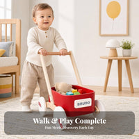 Children's Mobility Aid Motor Skills Slanted Frame Wooden Infant Push Cart Toy Storage Push Cart  for Young Children