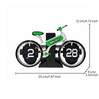 Two-Wheeler Flip Clock Creative Design Bike Shaped Desk Clock Automatic Page Turning House Decoration for Cyclists, Bedroom
