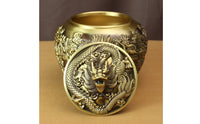 Metal Tea container with Dragon Motif Ornate Metal Tea Container with Lid Decorative container for Collectors, Home Display, Office Decor