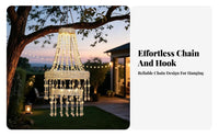 Waterproof Beaded Tassel Pendant Light Automatic Dusk to Dawn Chandelier Style Solar Light Frost-Proof Solar Chandelier Weather Resistant