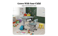 children's Homework Desk and Chair Set Height Adjustable Student Writing Table Rounded Corners Adjustable Kids Study Desk for Playroom