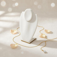 Beige PU Leather Necklace Display Gold Trim PU Leather Bust Display Padded Look Bust Necklace Stand Upright
