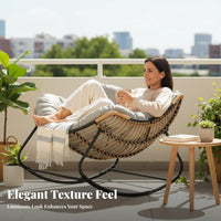 Gentle Rocking Motion Upholstered rocking chair High spine Support Lounge Seating Thickly paddinged Indoor Furniture Soft Textured Fabric for Interior Decorators, New Parents, Balcony, Living Room, Bedroom, perusing reading area