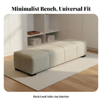 End of Bed Storage Bench Multifunctional Design Long Storage Bench Firm-Density Foam Cushion Long Upholstered Footstool for Families, Bedroom, Hallway