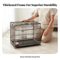 Indoor Dog Playpen with Tray Easy to Clean Foldable Dog Cage Heavy Duty Metal Wire Pet Cage for Small Dogs, Young Dogs, Training