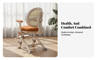 Automatic Back Support Height Adjustable Learning Chair Non-Slip Footrest Adjustable Kids Desk Chair Removable Cushion for Primary School Students, Studying, Home, Bedroom, Playroom
