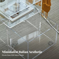 Minimalist Design Transparent C-Shaped Table Waterfall rim Clear C-Table Space-Saving Nightstand single-Piece Construction for Apartment Dwellers, Homeowners, Sofa Side, Living Room, Bedroom, Small Spaces