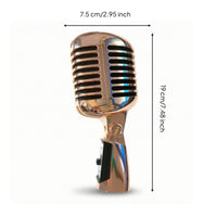 Chrome-Finish Vintage Mic with Stand Mount Compact Retro Mic Adjustable-Angle Mic Handheld for Performers