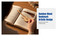 Bamboo Wood Guitar Bookmark, Chinese Cultural Creative, Vintage Design, Souvenir, Tassel Accent