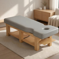 Massage Table with Storage Shelf Professional Spa Bed with Shelves Comfortable Stationary Massage Table for Masseuses, Estheticians, Salon