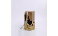Glass Candle Holder with Bird Textured Cylindrical Candle Holder Sculptural Decor for Shelf Styling