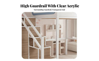 Single Metal elevated Bed Space-Saving High Sleeper Safety Guardrail Bedroom Furniture for Children, Teenagers, Small Apartment, kid's Room