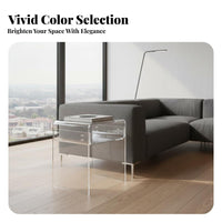 Minimalist aesthetic Transparent Bedside Cabinet Modern Design Acrylic Nightstand with Drawer Space-Saving Accent Table space-efficient Size for Interior Decorators, Apartment Dwellers, Homeowners, Bedroom, Kid's Room, Small Spaces, Entryway