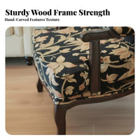 French design Floral high-spine Armchair sturdy Wood Legs Accent Chair High spine Support Household Furniture Plush Cushioning for Readers, Interior Decorators, Homeowners, Living Room, Bedroom, perusing corner, Home Office