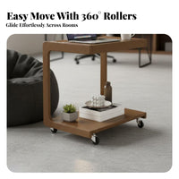 With casters C-Shaped Rolling Table Mobile Design C-Shaped Rolling Stand Space-Saving Household Furniture Multi-Purpose for Apartment Dwellers, Home Workers, Students, Living Room, Next to Sofa, Bedroom, Small Spaces
