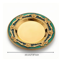 Round Tray with Embossed Rim Vintage-Inspired for Candle Display