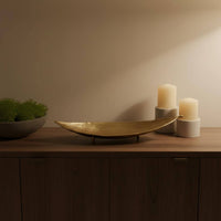 Gilded Leaf Tray Artistic Metal Leaf Dish Contemporary Glamour Home Decor