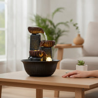 3-Tier Desktop Water Feature Small Tabletop Water Feature with Tranquil for Desk