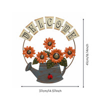 Wrought Iron Sunflower Welcome Sign Weather Resistant House Decoration for Garden, Porch
