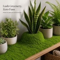 Artificial Moss Mat for Micro Landscape and Bonsai Decor, Flocked Green Moss Turf