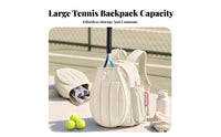Quilted Tennis Backpack Soft-Shell Shoe Compartment Tennis Bag Shoe Compartment Backpack Padded Shoulder Straps