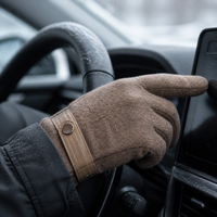 Men's Double-Layer Thickened Wool Lined Touchscreen Gloves for Winter Outdoor Business Driving
