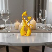 3D Printed Romantic Cat Couple Ornament Elegant Outline Romantic Cat Couple Statue Easy to Clean for Couples, Housewarming