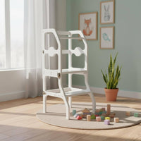 Folding Learning Stand Multifunction Convertible Step Stool Space Saving Wooden Little Helper Stool for Young Children, Kids, Washroom, Home