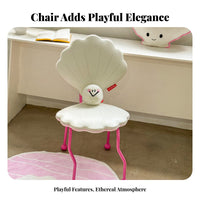 Shell-Shaped-Shaped Chair Includes Gem Plushie Room Decor Comfortable Soft Padding Curved Legs for Design Lovers, Teens