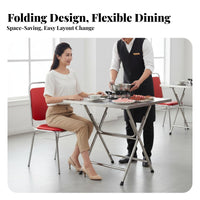 Folding Leg Stand Space Saving Folding Canteen Table Rust-Resistant Commercial Furniture for Restaurant Owners, Homeowners, Canteens, Outdoor, Kitchen