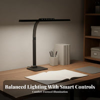 Flicker-without Flicker Shadowless Reading Light Energy Efficient Adjustable Arm Task Light Dimmable & Multi-Color Long Arm Table Lamp Auto-Dimming for Students, Office Workers, Bedroom, Workbench, Studio, Gaming Setup
