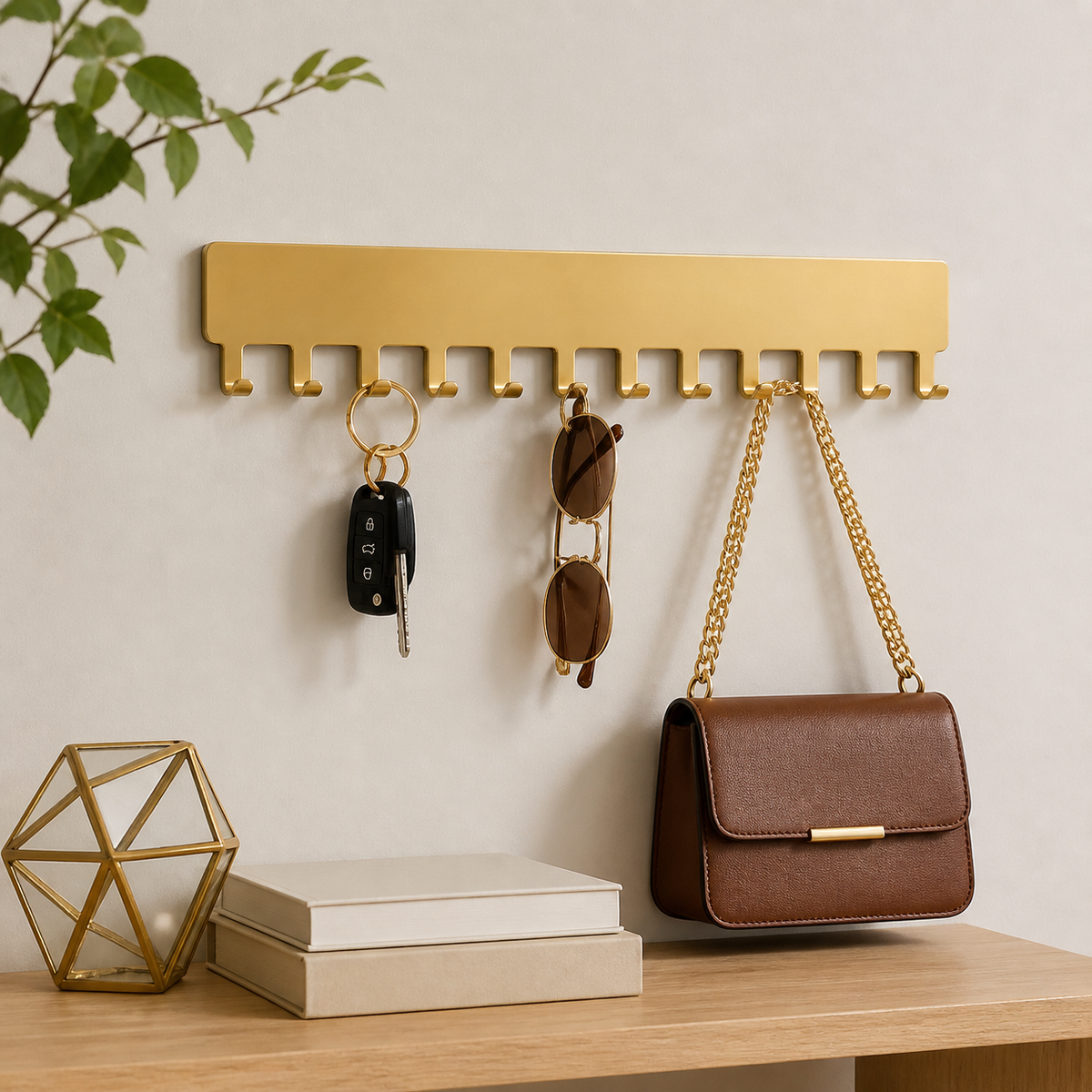 Jewelry organizer for teenagers, hanging metal jewelry stand, space-saving jewelry storage without drilling for bedroom, Gold