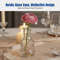 Nordic Modern Glass Vase, Mini Flower Holder, Transparent, Water-Grown Flower Decor