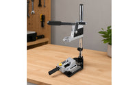 Benchtop Drill Stand with Vise Adjustable Bench Drill Stand Sturdy Tool Holder Heavy-Duty for Woodworkers, Workshop, Garage