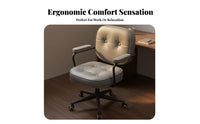Adjustable Height Upholstered Rolling Chair Ergonomic Design Retro Rolling Armchair Padded Seat Office Furniture Thick Cushion for Home Workers, Students, Study Room, Bedroom, Vanity