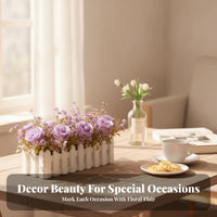 Wooden Planter Flower Decor Realistic Look No Watering Needed Faux Rose Centerpiece Wooden Picket Planter Decor for Tabletop Display