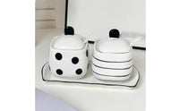 Ceramic Seasoning Pot Set Seasoning Jar Spoon Tray Set Multifunctional for Restaurant