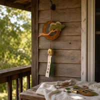 Zen Style Wooden Wind Chime Wall Decor with Pine Design for Entryway
