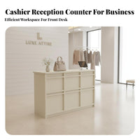 Cream Design Reception Counter Multi-Functional Modern Minimalist Front Desk Wide Countertop Salon Front Desk for Receptionists, Boutique