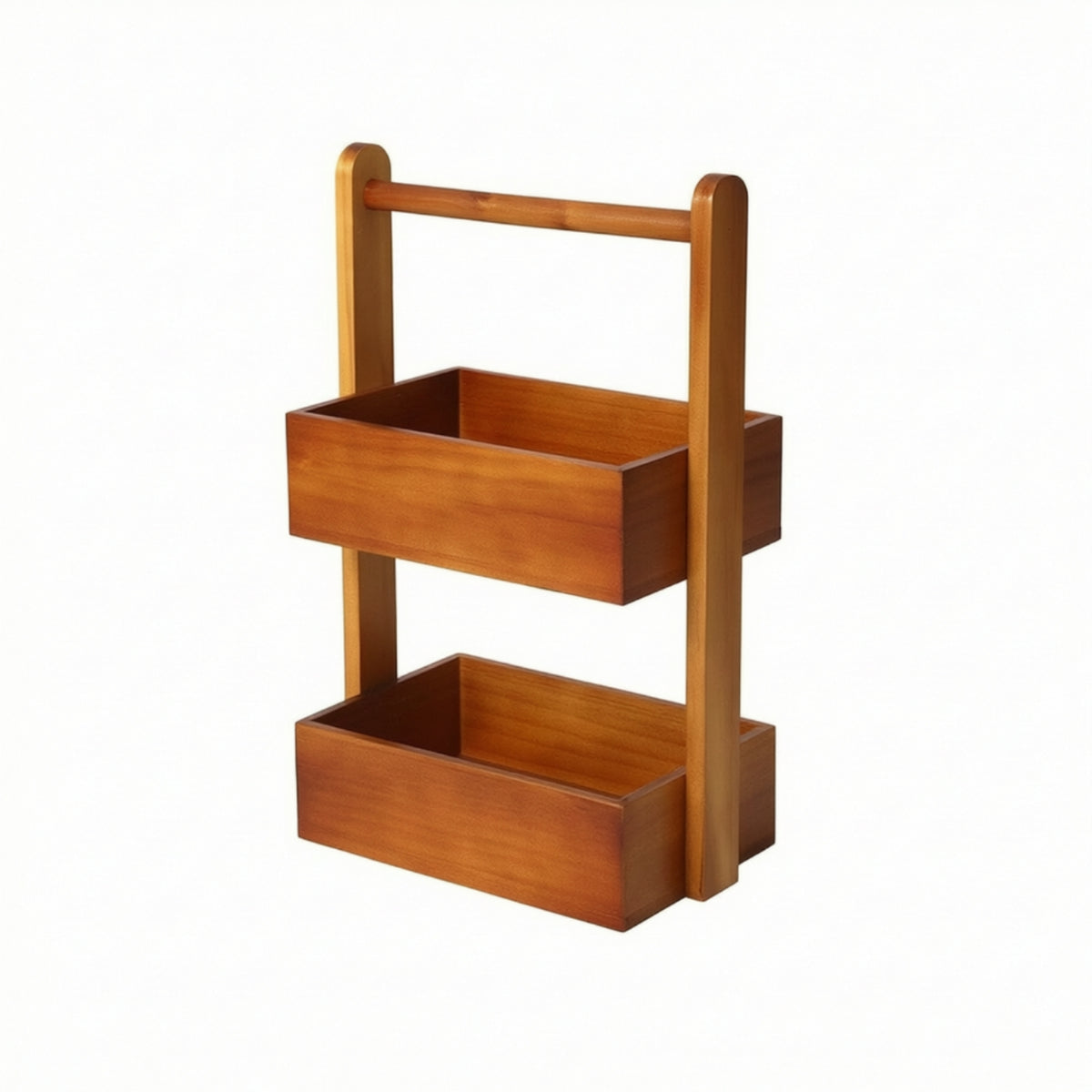 Desktop Organizer with Handle Compact Desk Organizer Shelf Space-Saving Two-Tier Storage Rack for Vanity, Washroom Counter