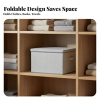 Textile Storage Box with Lid Large Capacity Foldable Clothes Organizer Dust-Resistant Clothes Storage Container for Homeowners, Bedroom, Under Bed