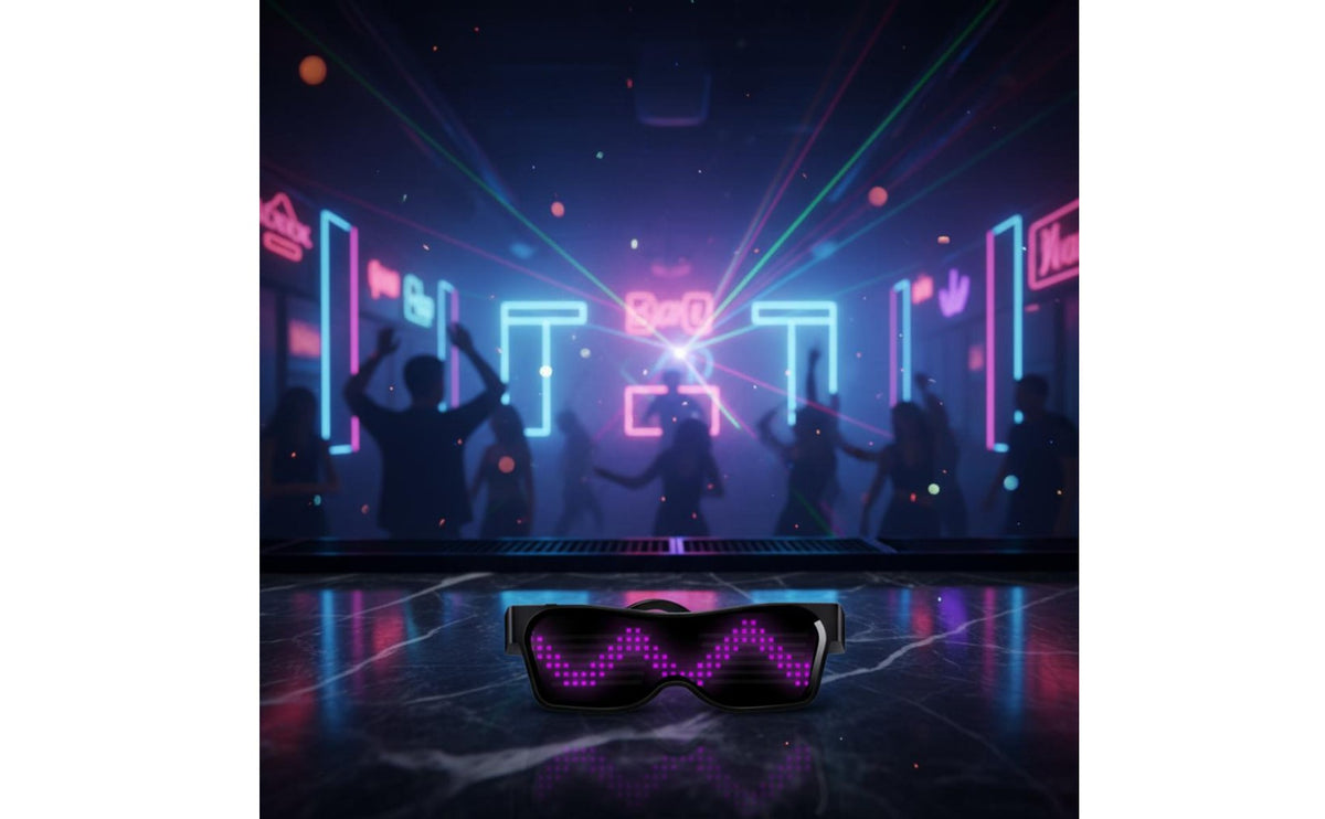 USB Rechargeable Bluetooth Glowing Glasses Multiple Display Modes LED Glasses Lightweight Design Party Accessory for Nightclub, Concert