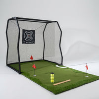 golf practice net and putting green