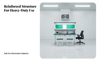 Sturdy Steel Frame Anti-Static Workbench Stable Construction Heavy-Duty Work Table Wear-Resistant Heavy Duty Work Table Built-in Power Outlets for Mechanics, Technicians, Factory Workers, Laboratoryoratory Oratory, Studio, Basement